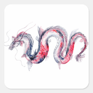 Koi Dragon Vierkante Sticker