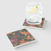 Koi en Peonies Stone Onderzetter (Zijkant)