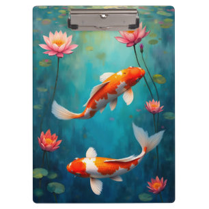 Koi en Waterlelies Vijver Klembord