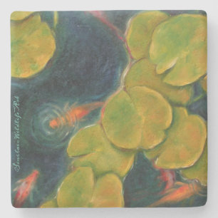 Koi en Waterlily Limestone Onderzetter