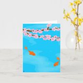 Koi et carte de note de Sakura (Fleur jaune)