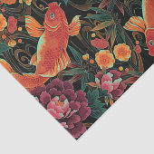 Koi et papier de soie de soie de pivoines (Détail)
