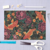Koi et papier de soie de soie de pivoines (Artisanat)