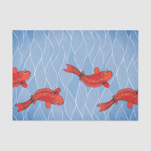 KOI FISH AND JAPANESE WAVE PATTERN TISSUE PAPIER (Voorkant)