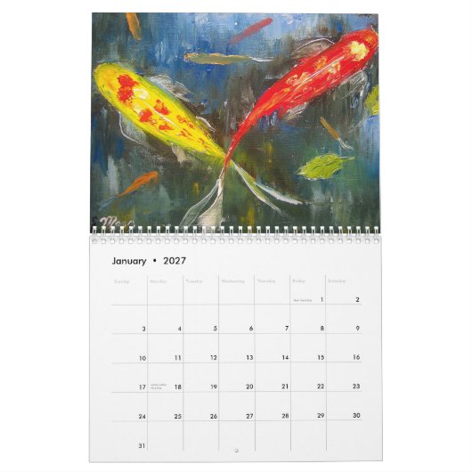 Koi Fish Art Calendar Kalender (Jan 2027)