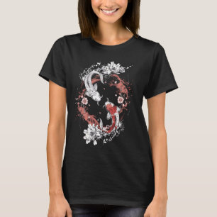 Koi Fish Art Japanse Stijl Cirkel Ontwerp Zen Grap T-shirt