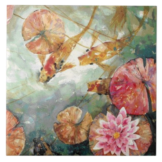 Koi Fish Ceramic Kitchen Tile Tegeltje (Voorkant)