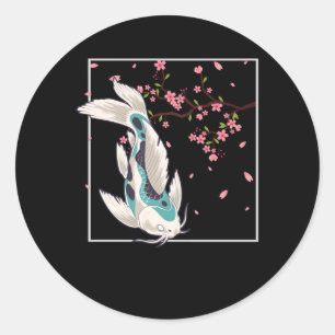 Koi Fish Cherry Blossom Japanse karp Ronde Sticker