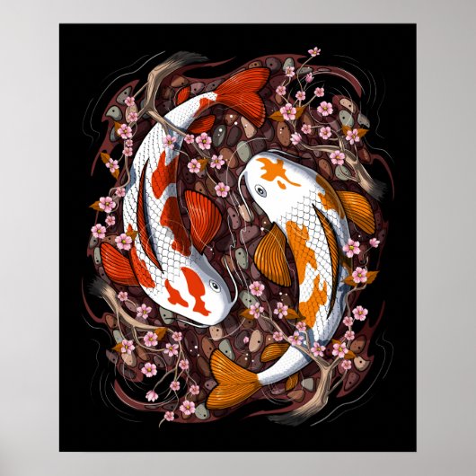 Koi Fish Cherry Blossom Poster (Voorkant)