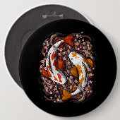 Koi Fish Cherry Blossom Ronde Button 6,0 Cm (Voorkant /achterkant)