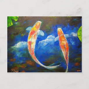 Koi Fish Cloud Reflections Briefkaart