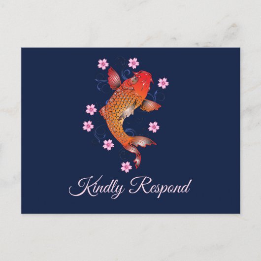 Koi FIsh Custom RSVP Card Uitnodiging Briefkaart (Voorkant)