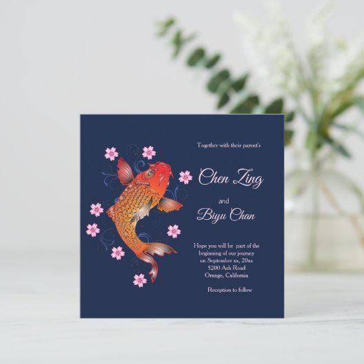 Koi Fish Custom Wedding Invitation (Debout devant)