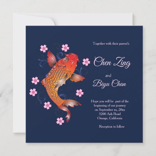 Koi Fish Custom Wedding Invitation (Devant)