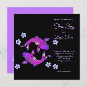 Koi Fish Custom Wedding Invitation Kaart