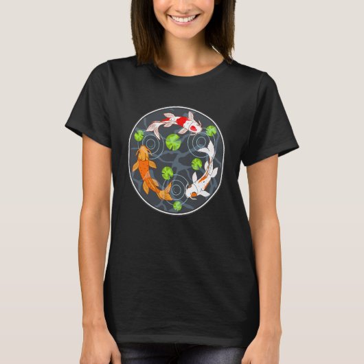 Koi Fish Drie  Japanse viskarp Pond Gra T-shirt (Voorkant)