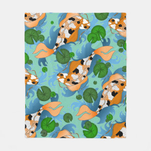 Koi Fish en Lily Pads op maat splitsen Fleece Deken