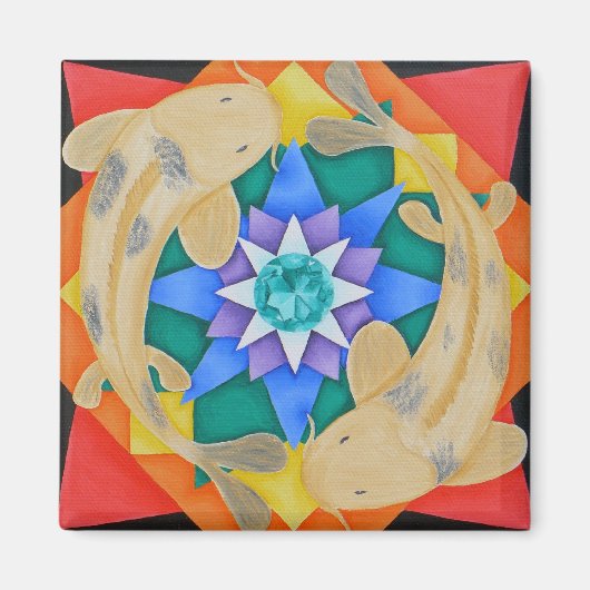 Koi Fish en Lotus Magnet Magneet (Voorkant)