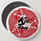 Koï Fish Fan Ronde Button 6,0 Cm (Voorkant /achterkant)