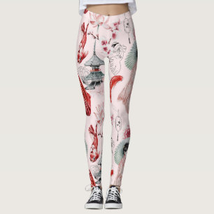 Koi fish Geisha Japanse patroonleggings Leggings