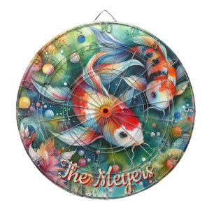 Koi Fish grillige Waterverf gepersonaliseerd Dartbord