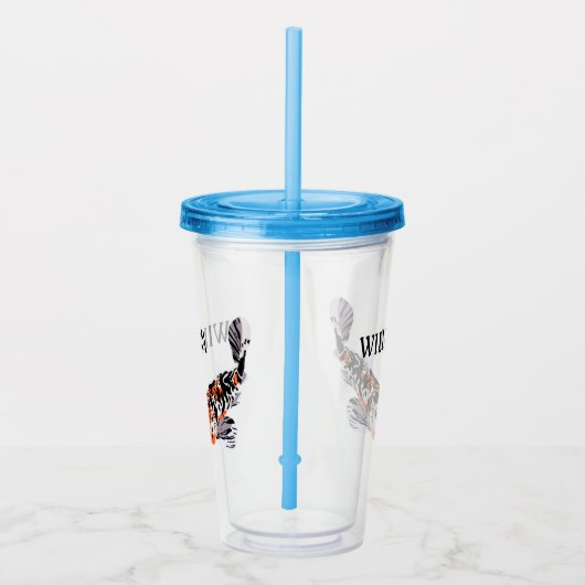 Koi Fish Illustration Oranje and Blue Personalized Acryl Drinkbeker (Rechts)