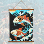 Koi Fish in a Great Wave Comic Book Style Hangend Wandkleed