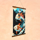 Koi Fish in a Great Wave Comic Book Style Hangend Wandkleed