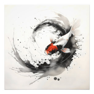 Koi Fish Ink Painting Foto Afdruk