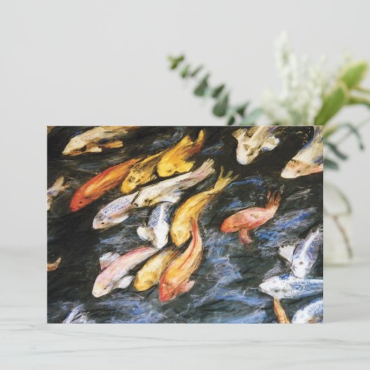 Koi Fish Invite Kaart (Staand voorkant)