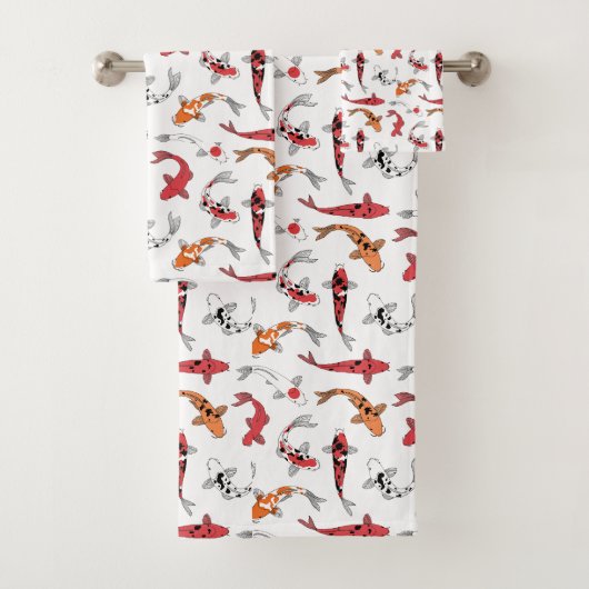 Koi Fish Japanse Art Print Bad Handdoek (Insitu)