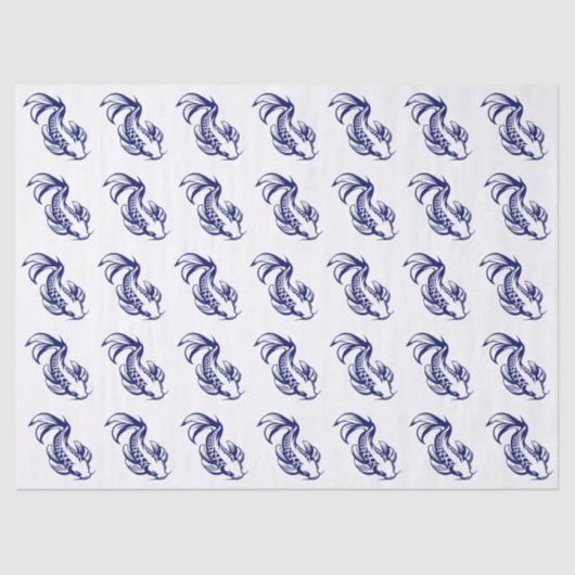 Koi Fish Karp #2 DIY kleuren blauw Tissuepapier (Voorkant)
