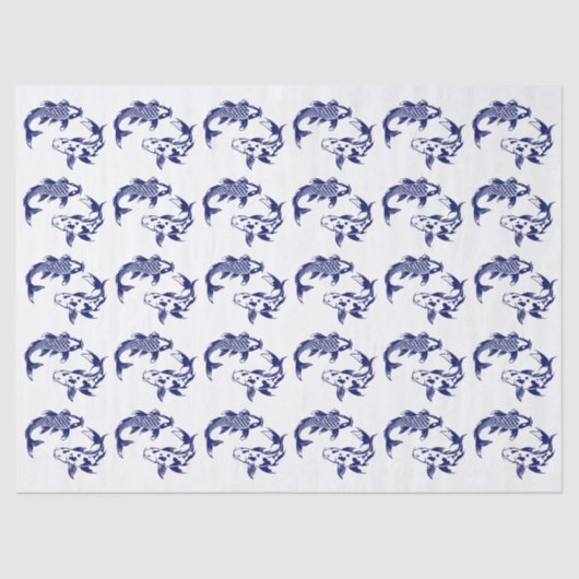 Koi Fish Karp #3 DIY kleuren blauw Tissuepapier (Voorkant)