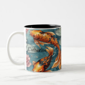 Koi Fish, Koi Fish Pair, Japans, gepersonaliseerd Tweekleurige Koffiemok
