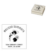 Koi Fish Lily Arch Address Rubberstempel (Gestempeld)