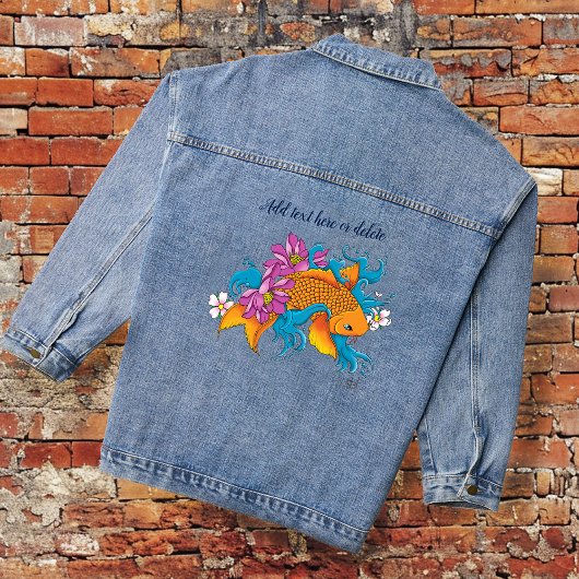 Koi Fish Lotus Kersenbloesem Denim Jacket