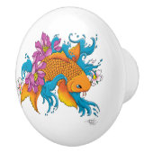 Koi Fish Lotus Kersenbloesem Keramische Knop (Rechts)