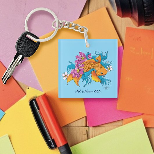 Koi Fish Lotus Kersenbloesem Sleutelhanger