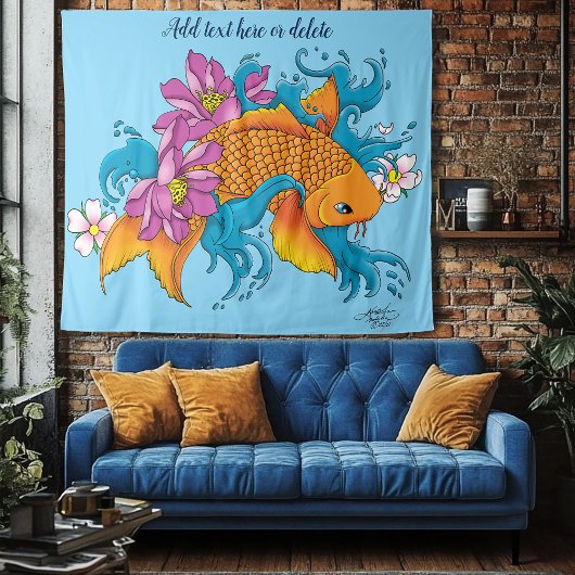 Koi Fish Lotus Kersenbloesem Wandkleed