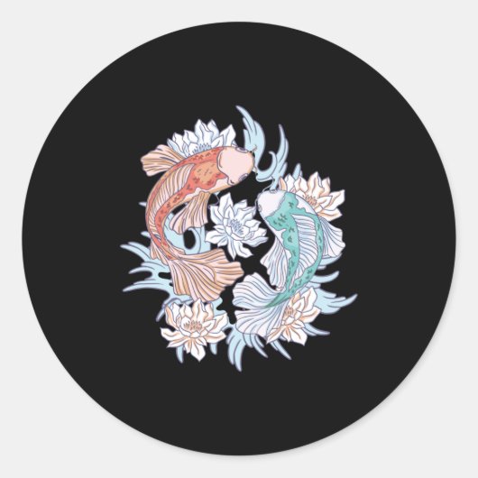Koi fish lotus ronde sticker (Voorkant)