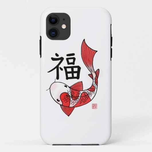 Koi Fish met Fortune Character Iphone 5/5s hoesje (Achterkant)