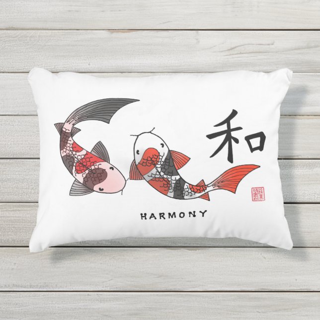 Koi Fish met Harmony Character Pillow Buitenkussen (Voorkant)