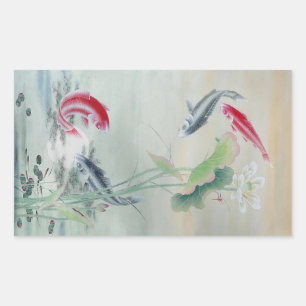 Koi Fish met Lotus Rechthoekige Sticker