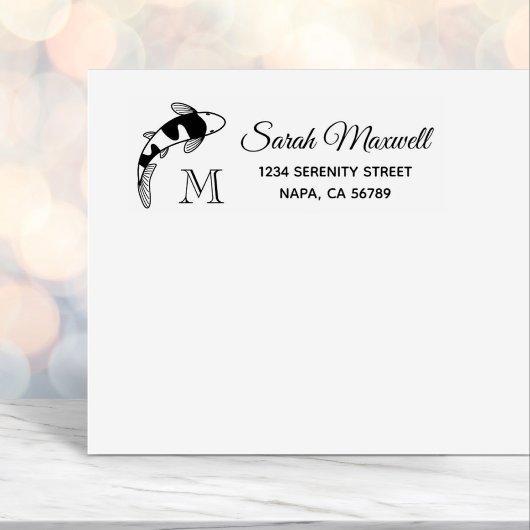 Koi Fish Monogram Initiaal retouradres Zelfinktende Stempel