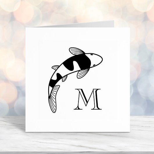 Koi Fish Monogram Initiaal Zelfinktende Stempel