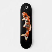 Koi Fish op Black Custom Initialen Skateboard (Voorkant)