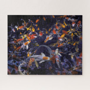 KOI FISH OVER FLOWENDE JIGSAW PUZZLE LEGPUZZEL