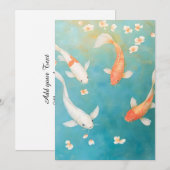 Koi Fish Petal Bloom Waterverf Aankondiging (Voorkant / Achterkant)
