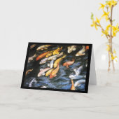 Koi Fish Pond Art Peinture Cartes de voeux ou de n (Fleur jaune)