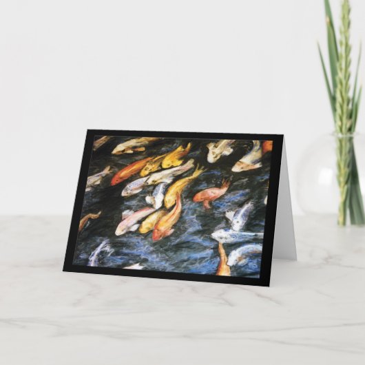 Koi Fish Pond Art Peinture Cartes de voeux ou de n (Devant)